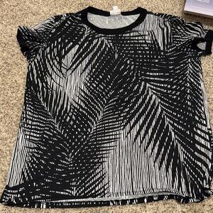 LuLaRoe Black and White Palm-Print Short Sleeve Tee